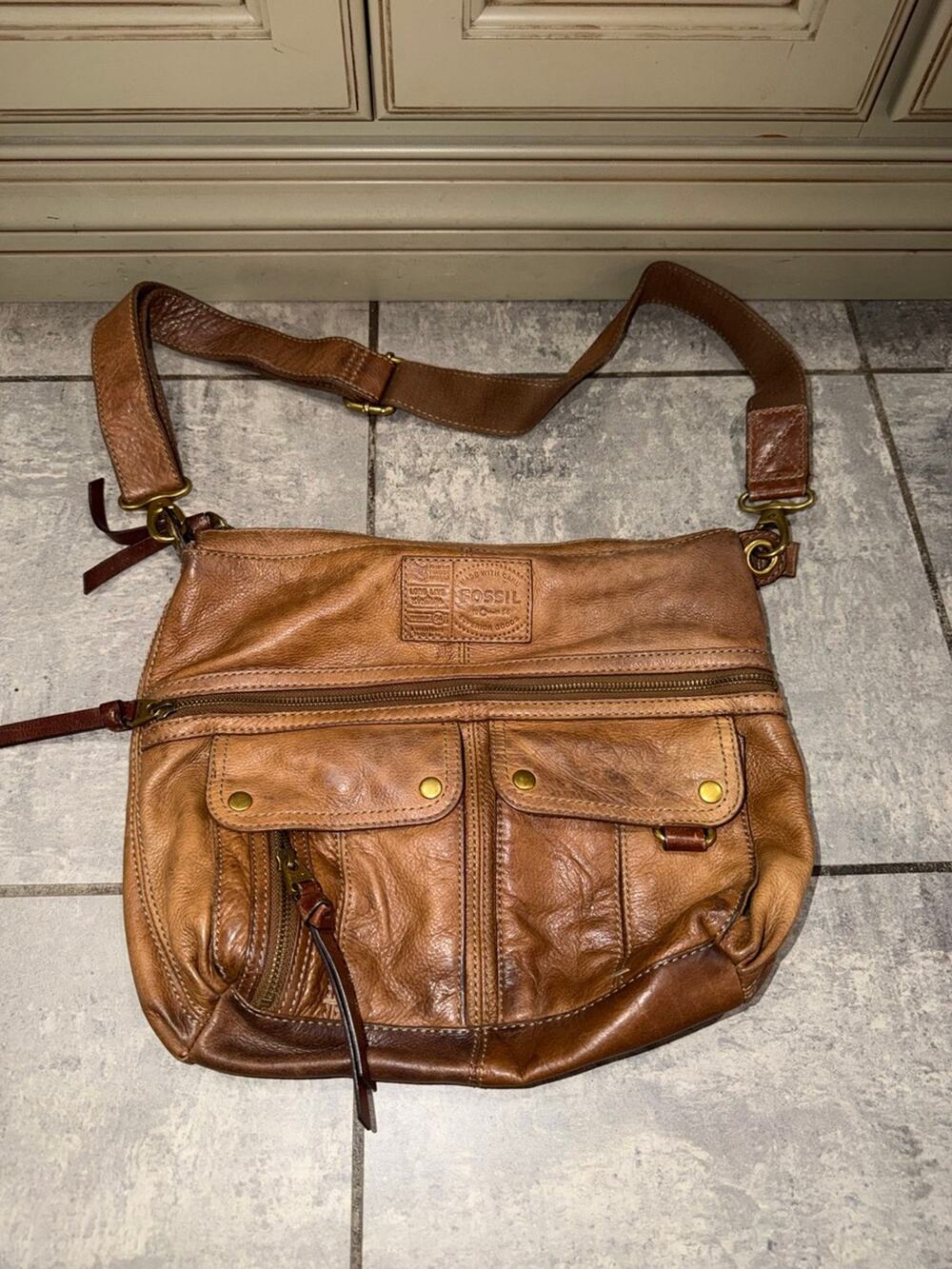 Fossil Long Live Vintage Leather Crossbody Bag
